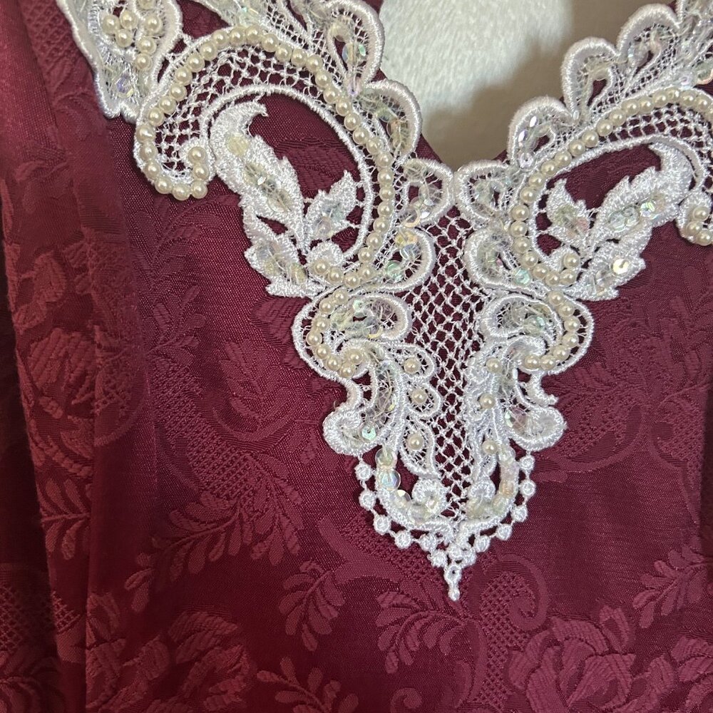 Vintage Roberta Mock-Neck Strapless Dress with Embroidered Collar - Size 9/10 - Picture 7 of 10